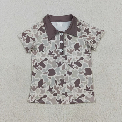 Sibling Baby Boys Short Sleeve Southern Camo Button Polo Shirts Tops