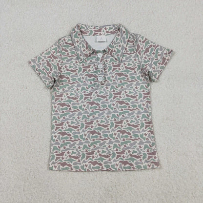 Sibling Baby Boys Short Sleeve Southern Hunting Camo Button Polo Shirts Top