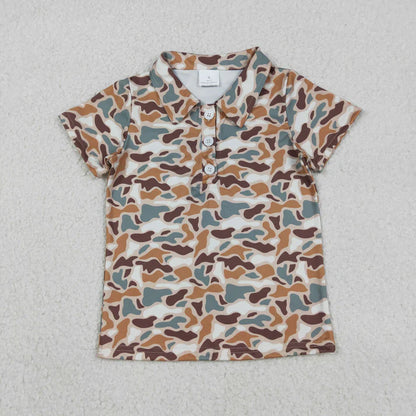 Sibling Baby Boys Short Sleeve Southern Hunting Camo Button Polo Shirts Top