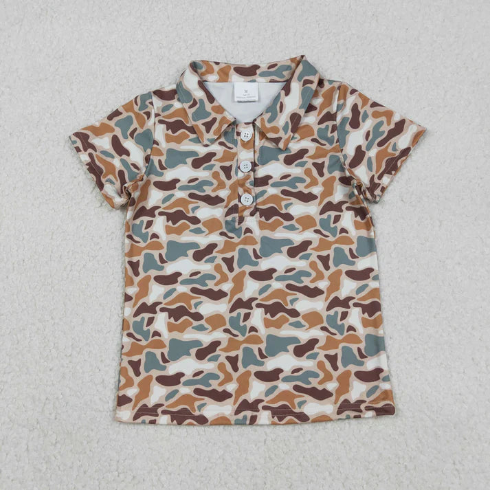 Sibling Baby Boys Short Sleeve Southern Camo Button Polo Shirts Tops