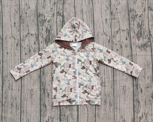 Baby Boys Grey Dogs Deer Ducks Camo Pockets Zipper Hoodies Top Preorder 10.27
