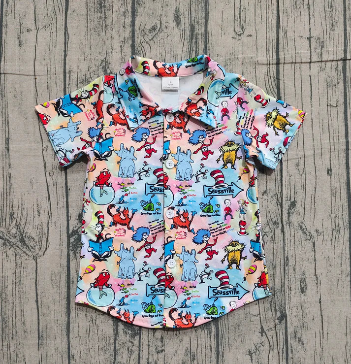 Baby Boys Cartoon Mr Reading Button Shirts Top Preorder BT1461 11.17