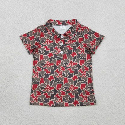 Sibling Baby Boys Short Sleeve Southern Camo Team Button Polo Shirts Top