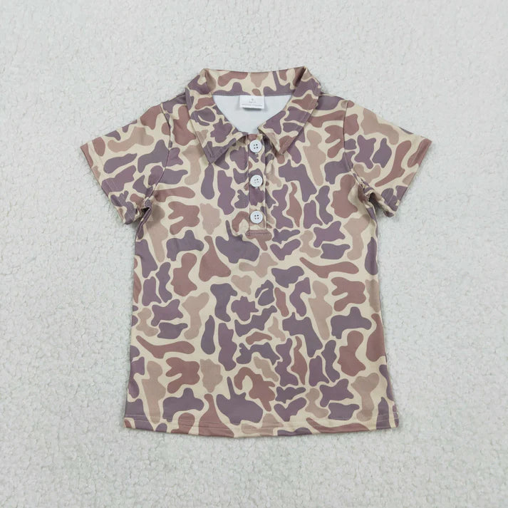 Sibling Baby Boys Short Sleeve Southern Camo Button Polo Shirts Tops