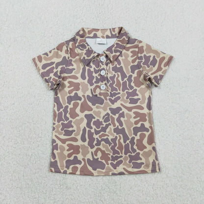Sibling Baby Boys Short Sleeve Southern Camo Button Polo Shirts Tops