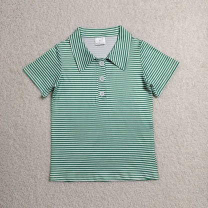Sibling Baby Boys Short Sleeve Colorful Stripe Button Polo Shirts Tops