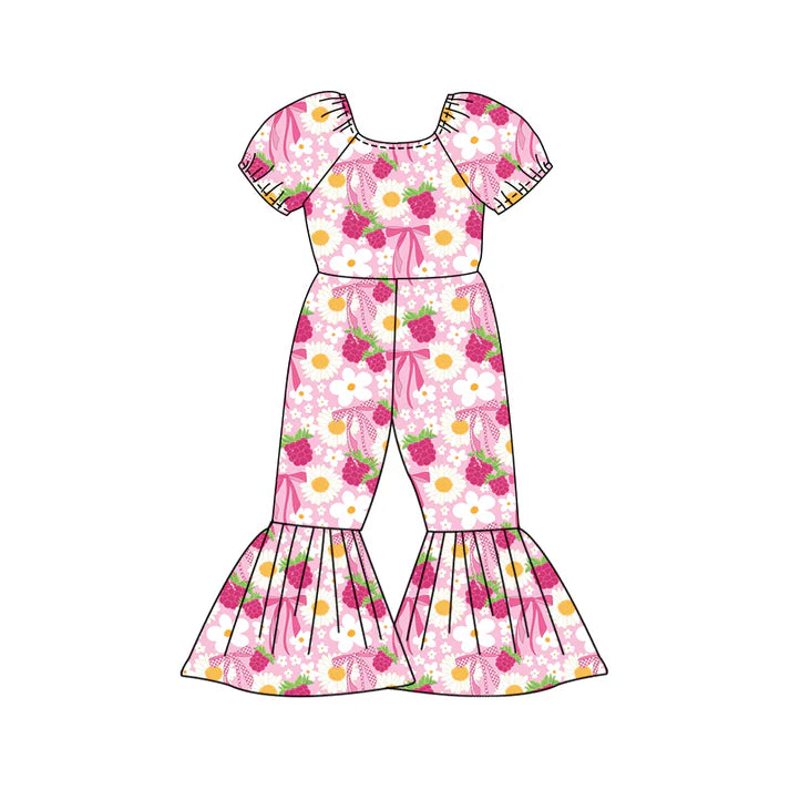 Preorder (moq 5)Baby Girls Daisy Flowers Grape Bell Bottom Pant Jumpsuits 12.27