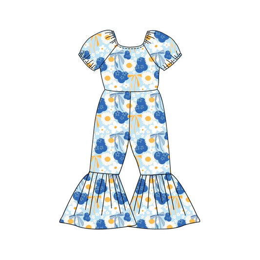 Preorder (moq 5)Baby Girls Daisy Flowers Blueberry Bell Bottom Pant Jumpsuits 12.27