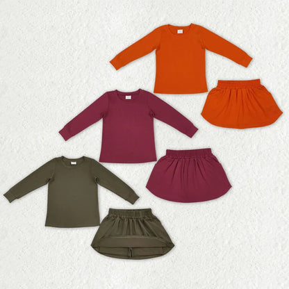 Sibling Baby Girls Long Sleeve Shirts Top Skirt Short Cotton Clothes Sets
