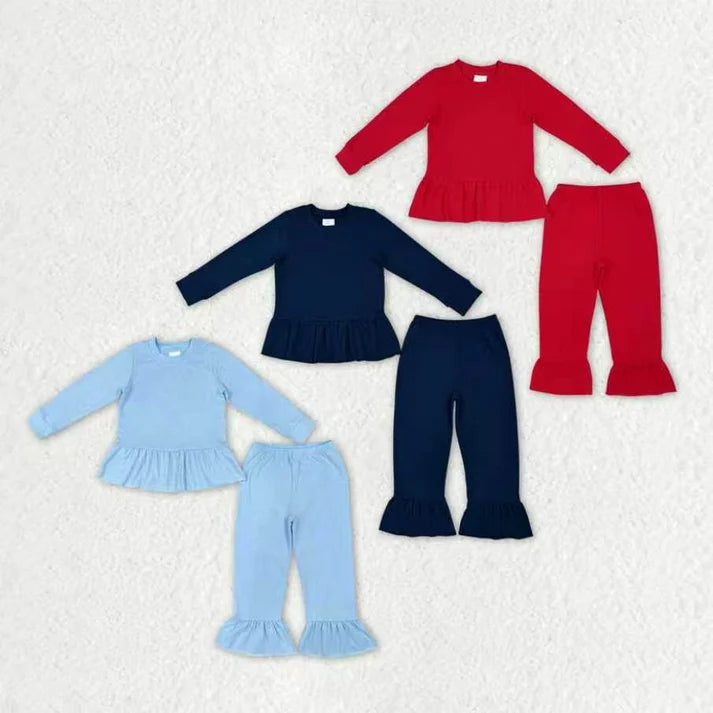 Sibling Baby Girls Long Sleeve Tunic Ruffle Pant Cotton Clothes Sets