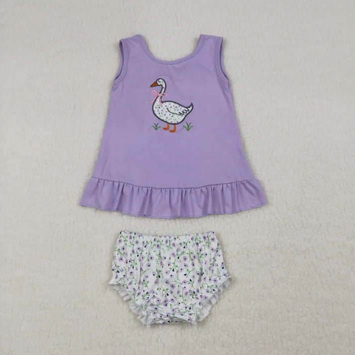 Sibling Baby Girls Embroidery Floral Goose Tunic Ruffle Bummies Shorts Clothes Set Dresses