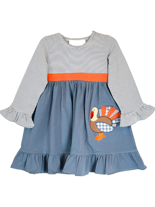 Baby Girls Dress Thanksgiving Turkey Knee Length Dresses Preorder GLD0731