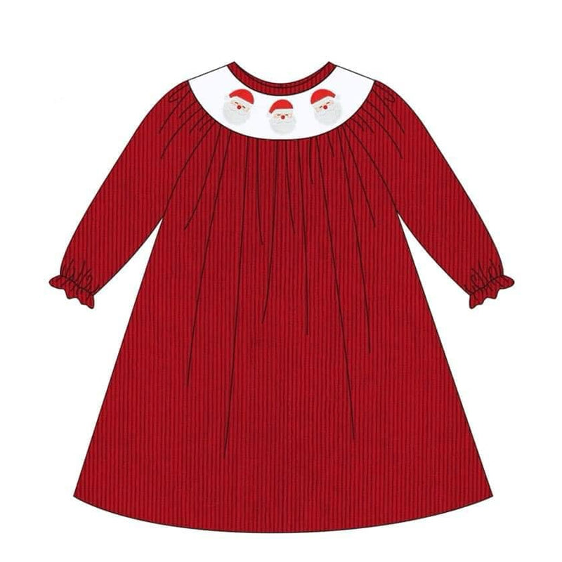 Baby Girls Dress Christmas Red Santa Long Sleeve Knee Length Dresses Preorder GLD0750