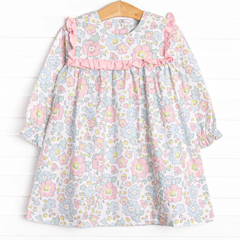 Baby Girls Dress Pink Flowers Knee Length Dresses Preorder GLD0782