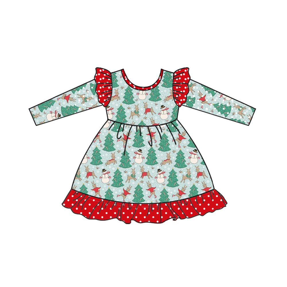 Baby Girls Dress Christmas Green Knee Length Dresses Preorder GLD0794