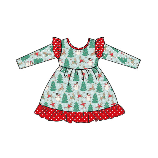 Baby Girls Dress Christmas Green Knee Length Dresses Preorder GLD0794