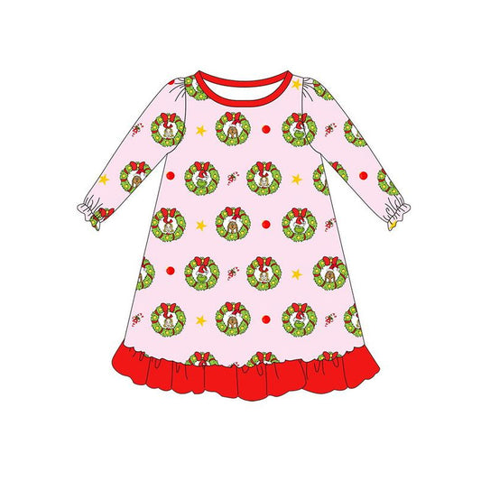 Baby Girls Dress Christmas Pink Knee Length Dresses Preorder GLD0797