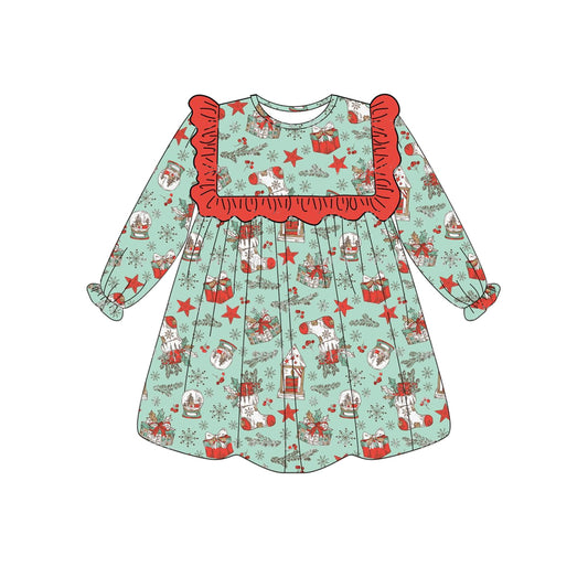 Baby Girls Dress Christmas Ruffle Knee Length Dresses Preorder GLD0800