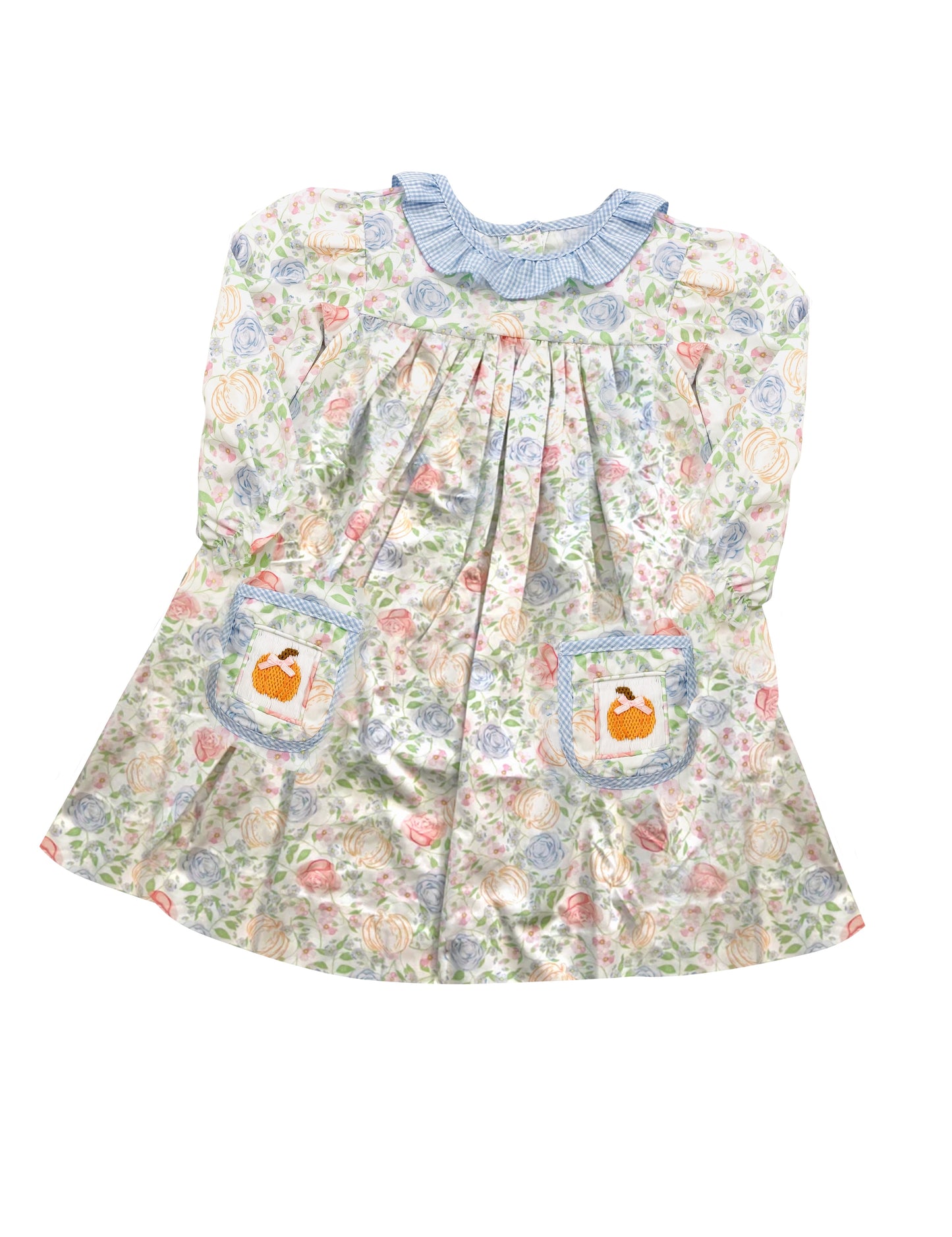 Baby Girls Dress Fall Pumpkin Flowers Knee Length Dresses Preorder GLD0809