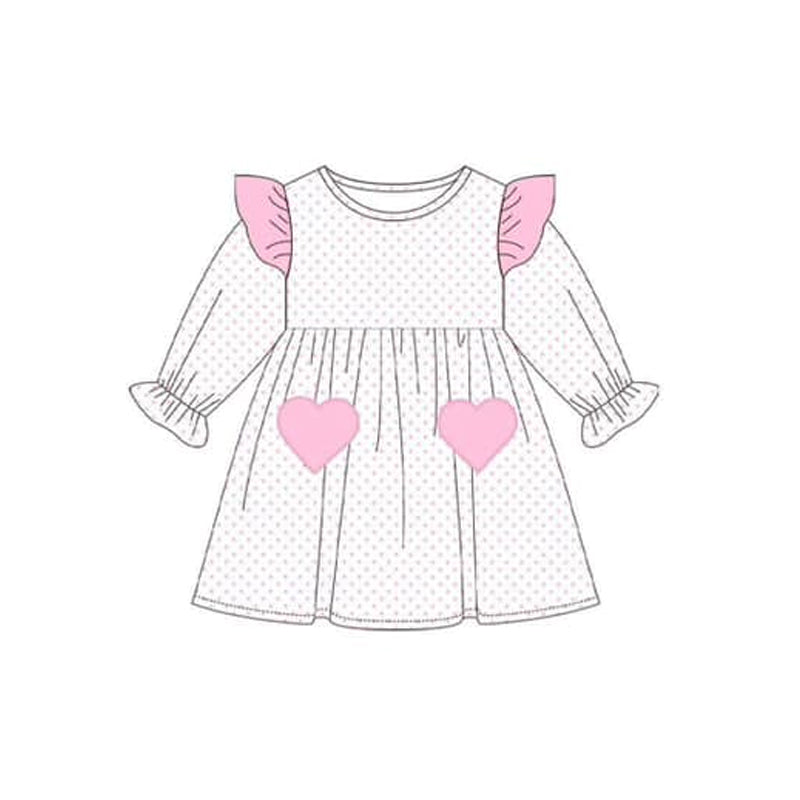 Baby Girls Dress Christmas Pink Dots Hearts Knee Length Dresses Preorder GLD0845