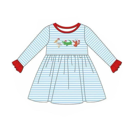 Baby Girls Dress Christmas Crawfish Crocodile Knee Length Dresses Preorder GLD0850