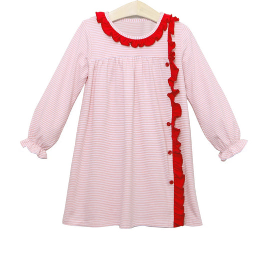 Baby Girls Dress Christmas Pink Ruffle Knee Length Dresses Preorder GLD0851