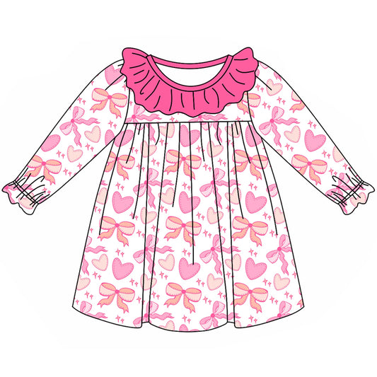 Baby Girls Dress Valentines Hearts Pink Knee Length Dresses Preorder GLD0878