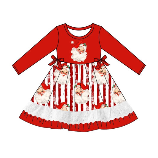 Baby Girls Dress Christmas Santa Ruffle Knee Length Dresses Preorder GLD0881