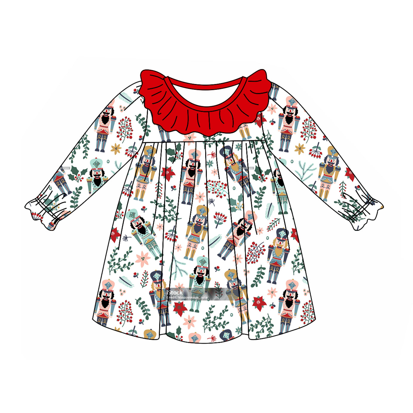 Baby Girls Dress Christmas Ruffle Knee Length Dresses Preorder GLD0900