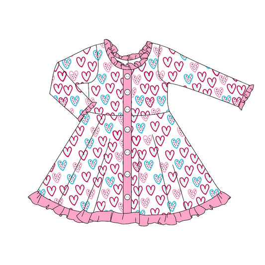 Baby Girls Dress Valentines Colorful Hearts Knee Length Dresses Preorder GLD0902