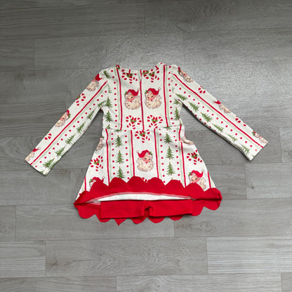 Baby Girls Dress Santa Candy Cane Christmas Yoga Active Short Bows Scallop Dress Preorder GLD1650