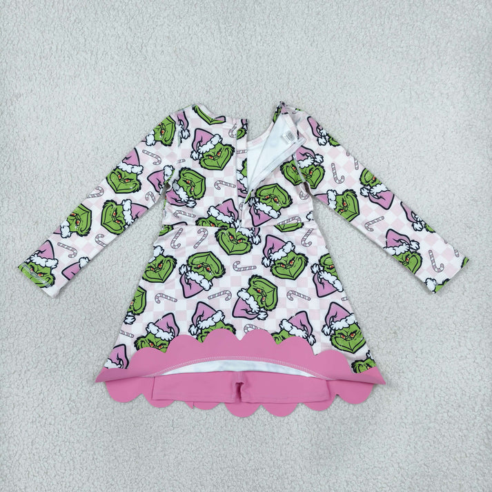 Sibling Baby Girls Long Sleeve Green Frogs Santa Trees Yoga Active Bows Scallop Christmas Sets