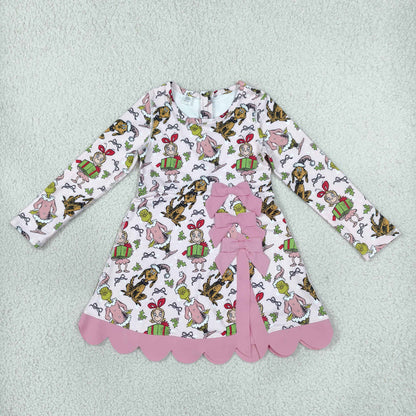 Sibling Baby Girls Long Sleeve Green Frogs Santa Trees Yoga Active Bows Scallop Christmas Sets