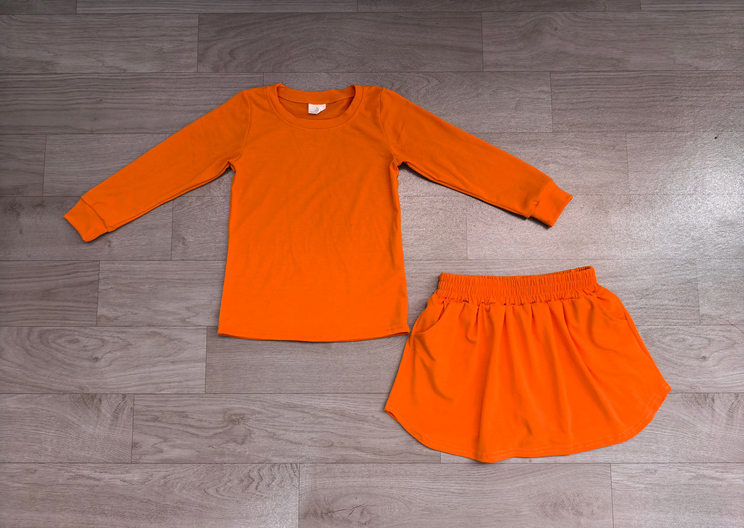 Baby Girls Clothes Caramel Long Sleeve Top Pockets Skirt Short Clothes Sets Preorder GLD1696