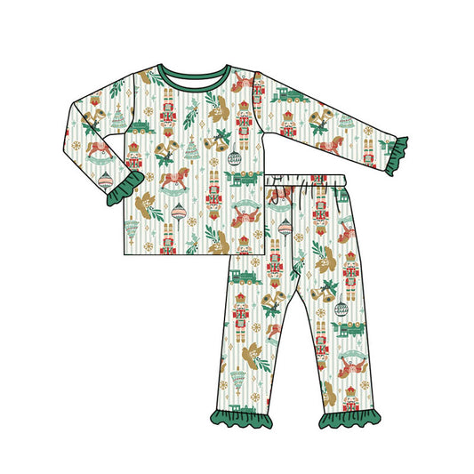 Baby Girls Pajamas Christmas Green Top Pants Pajamas Clothes Sets Preorder GLP1536