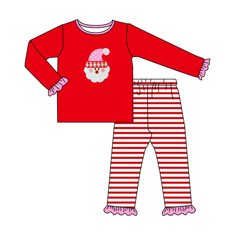 Baby Girls Clothes Christmas Santa Top Stripes Pants Pajamas Outfits Preorder GLP1538