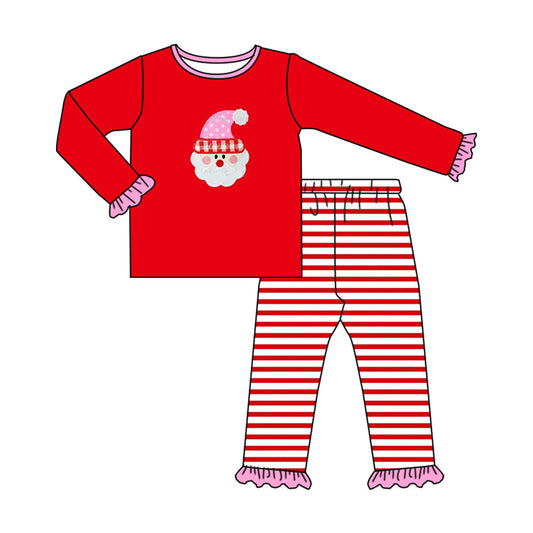 Baby Girls Clothes Christmas Santa Top Stripes Pants Pajamas Outfits Preorder GLP1538