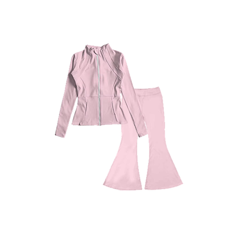 Baby Girls Clothes Light Pink Yoga Active Wear Jackets Pants 2pcs Clothes Sets Preorder GLP1557