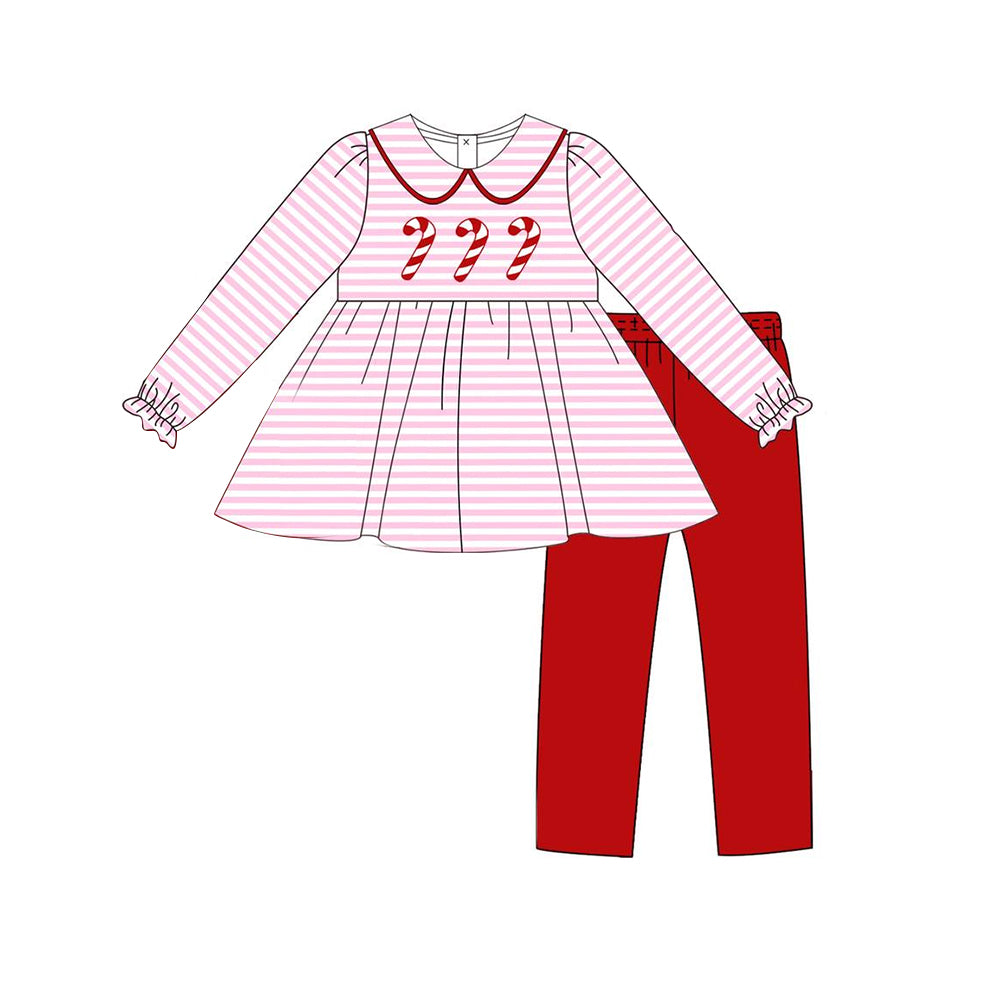 Baby Girls Clothes Christmas Candy Cane Top Legging Sets Preorder GLP1563