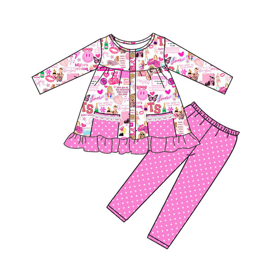 Baby Girls Clothes Pink Pockets Tunic Top Legging Clothes Sets Preorder GLP1587