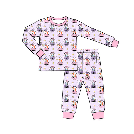 Baby Girls Pajamas Pink Dogs Pumpkins Top Pants Pajamas Sleepwear Sets Preorder GLP1593