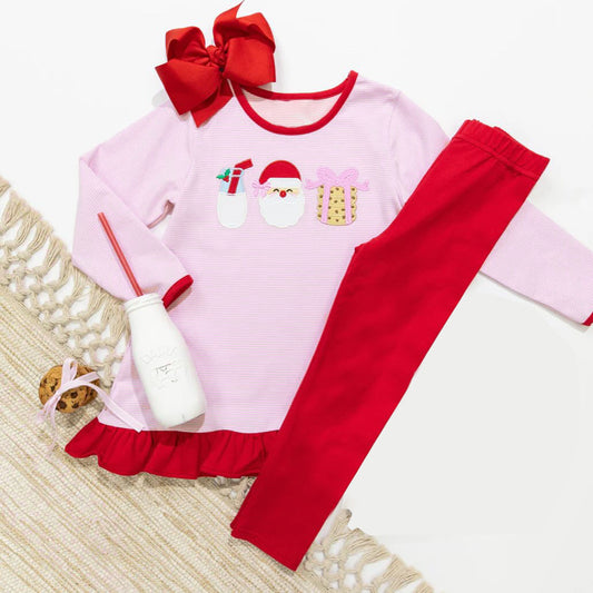 Baby Girls Clothes Christmas Pink Santa Tunic Top Legging  Sets Preorder GLP1596