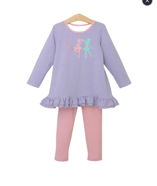 Baby Girls Clothes Purple Stripes Dance Tunic Top Legging Sets Preorder GLP1601