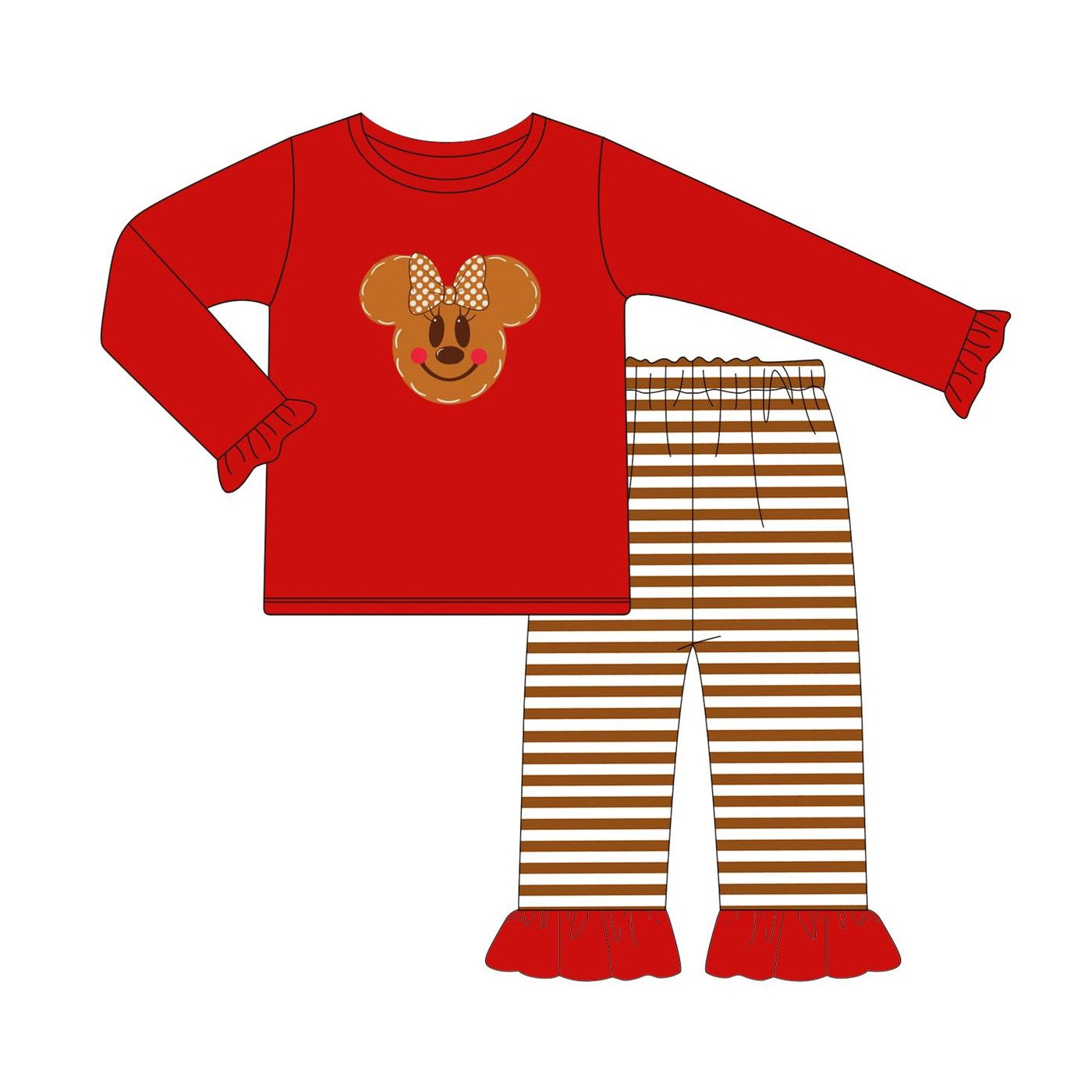 Baby Girls Pajamas Red Cartoon Tee Top Pants Pajamas Sets Preorder GLP1605