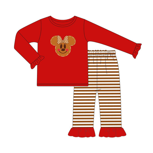 Baby Girls Pajamas Red Cartoon Tee Top Pants Pajamas Sets Preorder GLP1605