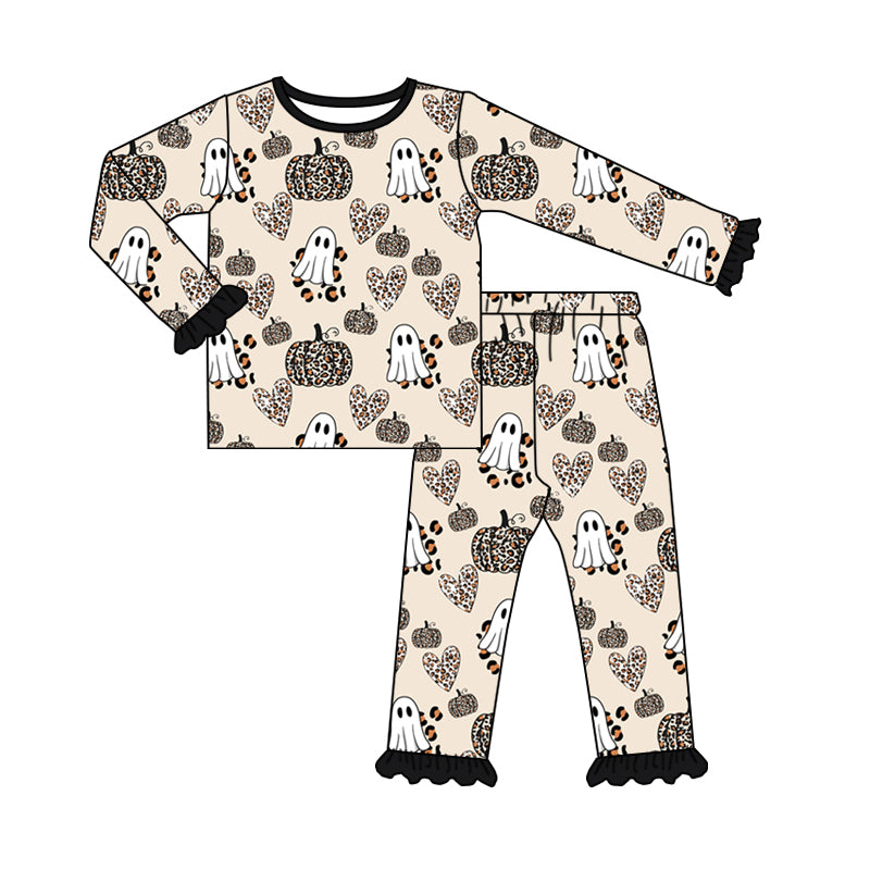 Baby Girls Pajamas Halloween Pumpkin Ghost Shirt Pants Pajamas Sets Preorder GLP1626