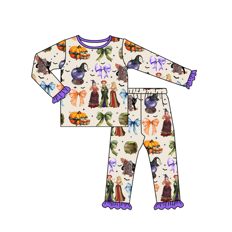 Baby Girls Pajamas Halloween Bows Shirt Pants Pajamas Sets Preorder GLP1627