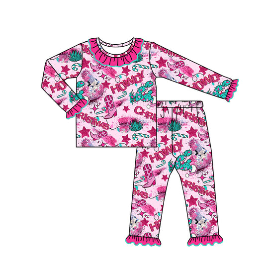 Baby Girls Pajamas Christmas Howdy Boots Shirt Pants Pajamas Sets Preorder GLP1644