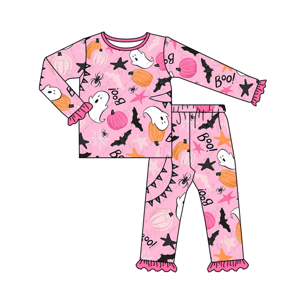 Baby Girls Pajamas Pink Ghost Pumpkin Top Pants Pajamas Sets Preorder GLP1690