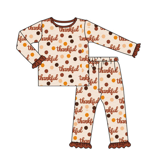 Baby Girls Pajamas Thanksgiving Thankful Shirt Pants Pajamas Sets Preorder GLP1702